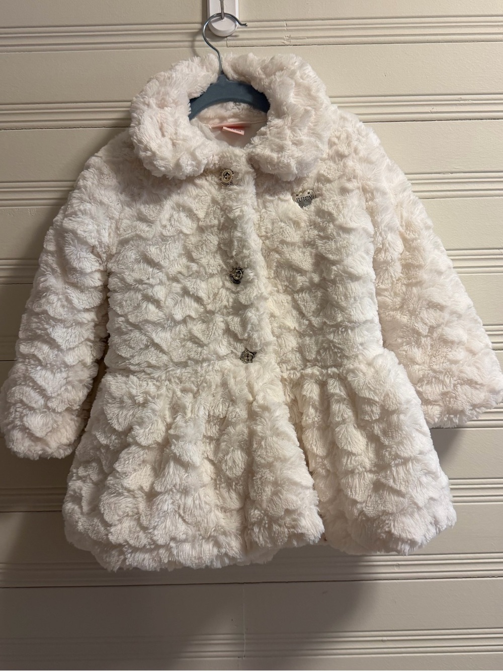 Juicy Couture Girls Faux Fur Coat 3T Ivory